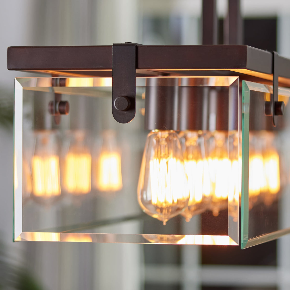 Progress Lighting Glayse 5-Light Antique Bronze Modern/Contemporary Clear Glass Linear Large Hanging Kitchen Island Light