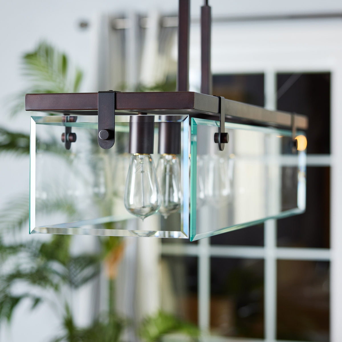 Progress Lighting Glayse 5-Light Antique Bronze Modern/Contemporary Clear Glass Linear Large Hanging Kitchen Island Light