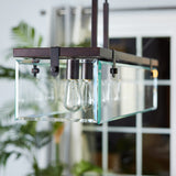 Progress Lighting Glayse 5-Light Antique Bronze Modern/Contemporary Clear Glass Linear Large Hanging Kitchen Island Light