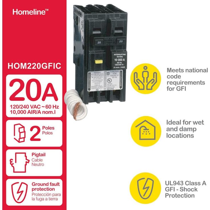 Square D Homeline 20 Amp 2-Pole GFCI Circuit Breaker