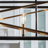 Quoizel Platform 5-Light Matte Black with Gold Linear Kitchen Island Chandelier, 60-in Downrods, Dimmable