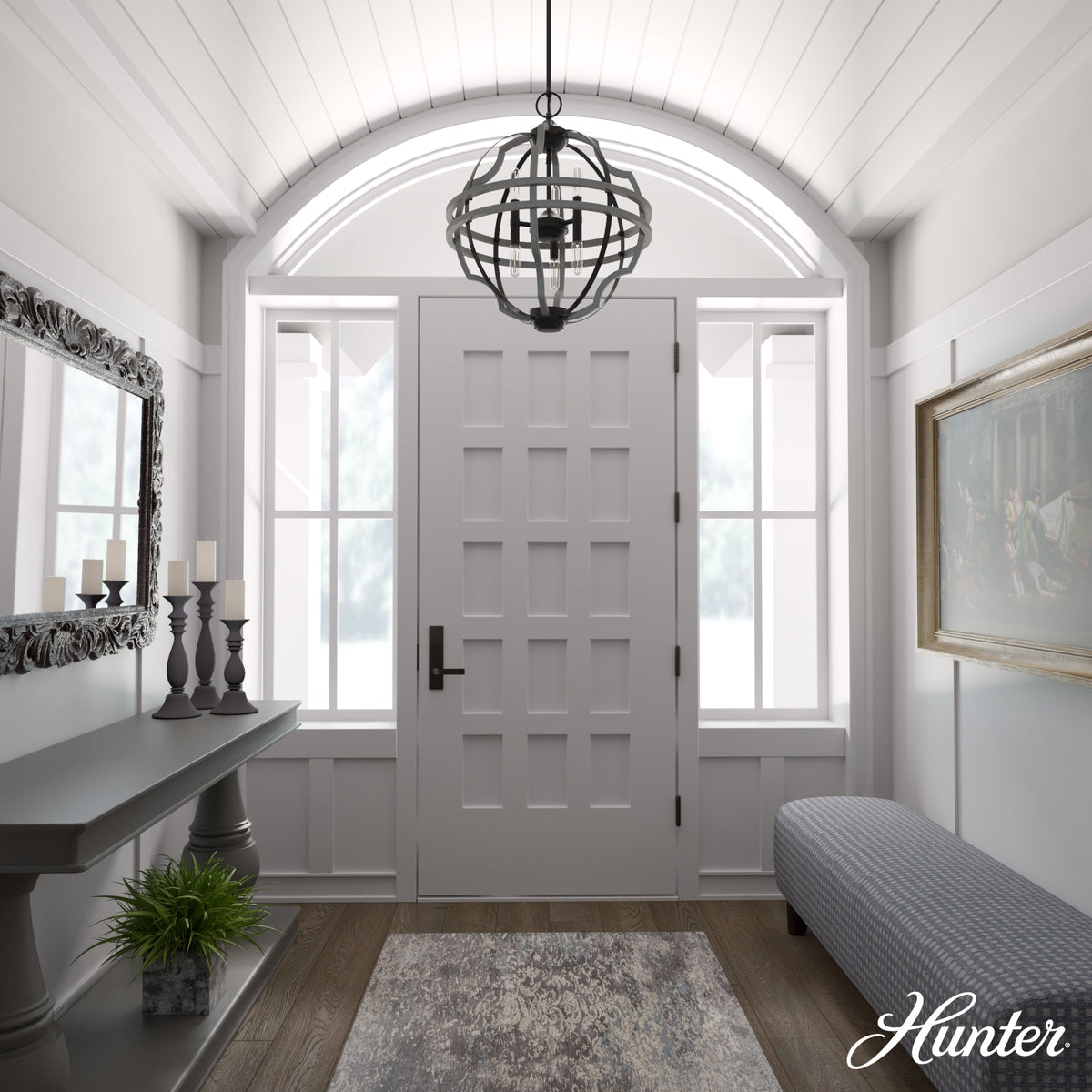 Hunter Stone Creek 6-Light Noble Bronze Transitional Globe LED Medium Hanging Pendant Light