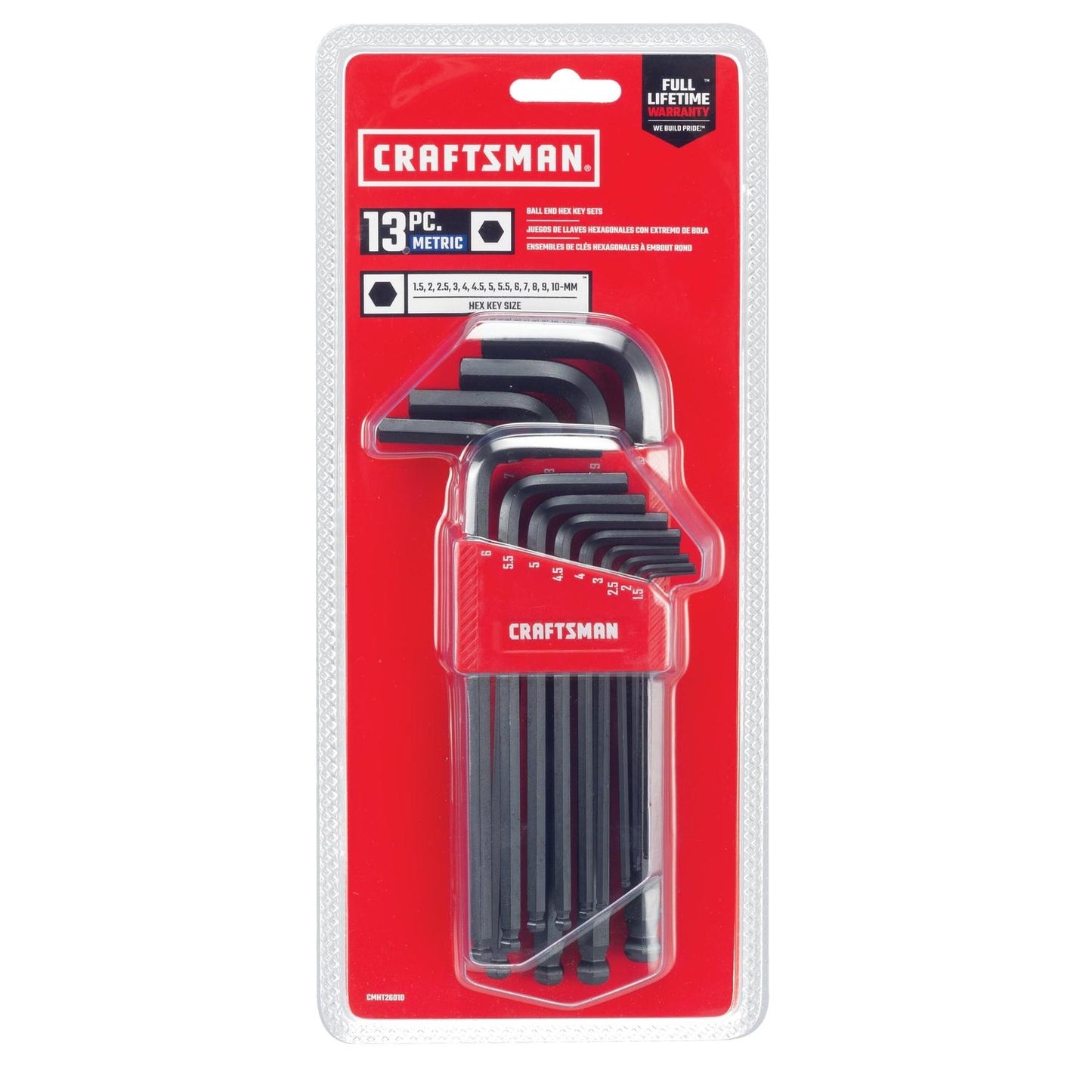 Craftsman Metric Long and Short Arm Ball End Hex Key Set, 13 pc