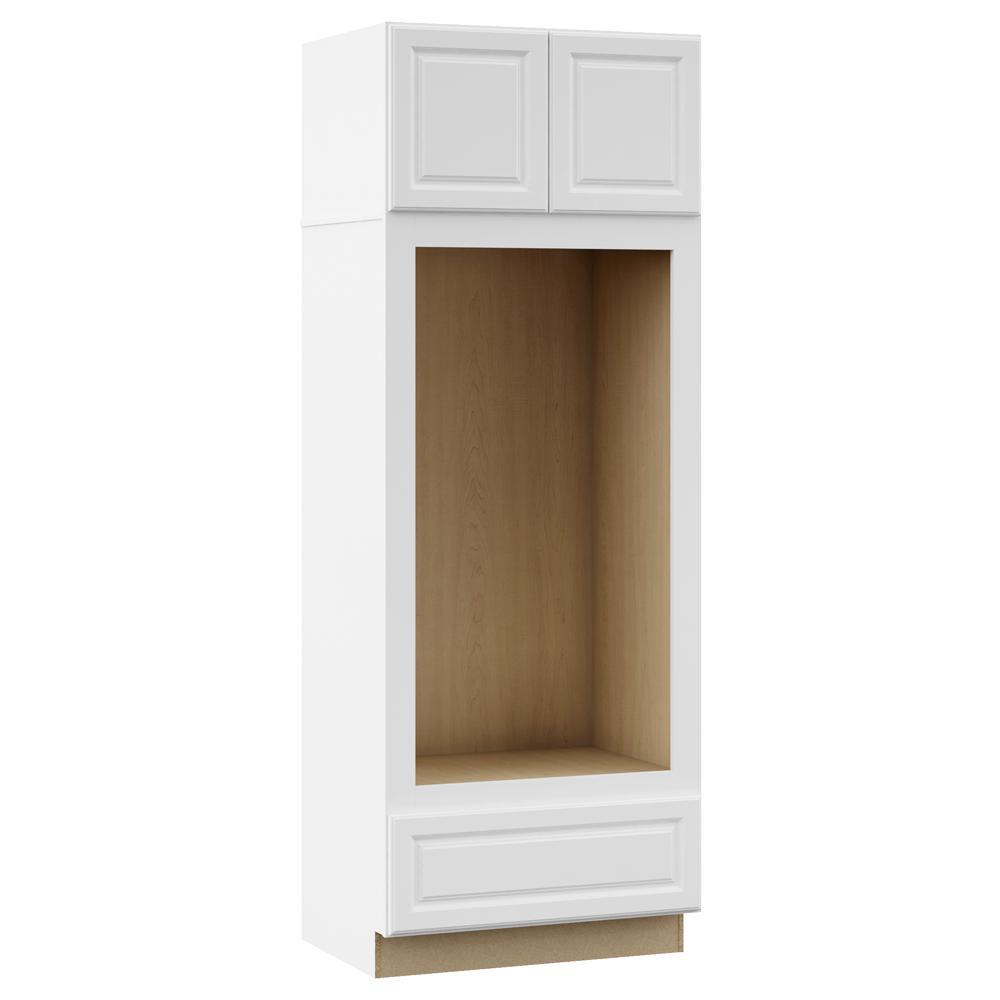 Hampton Assembled 33x84x24 in. Double Oven Kitchen Cabinet in Satin White
