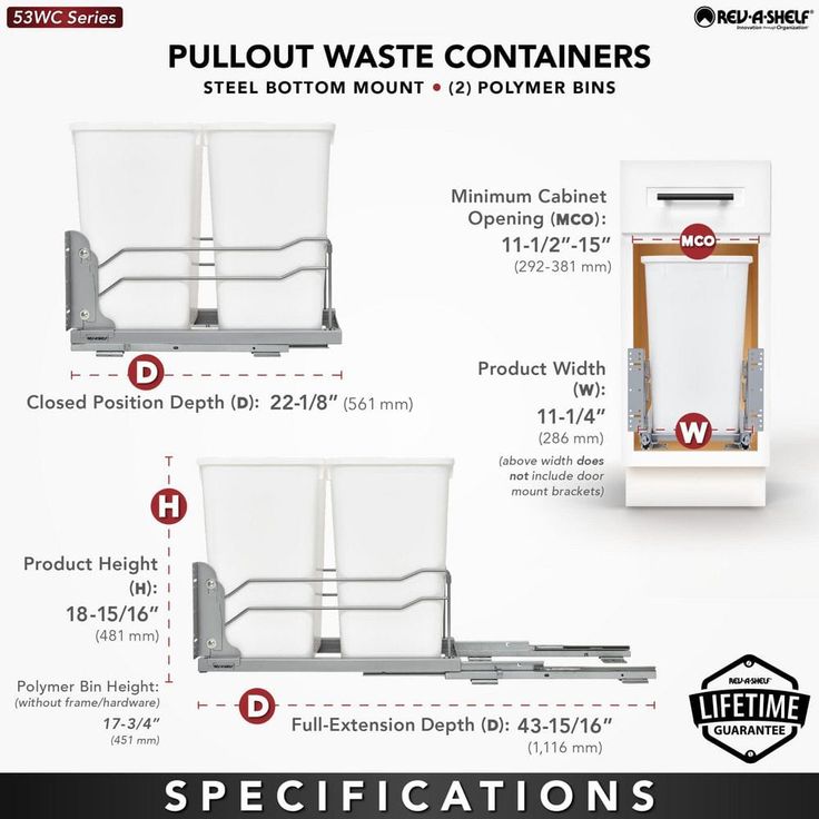 11-in x 22-in x 19-in 27-Quart Soft Close Double Pull Out Trash Can