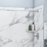 Elite 32 in. x 60 in. x 60 in. 9-Piece Easy Up Adhesive Tub Surround in Calacatta White - Super Arbor