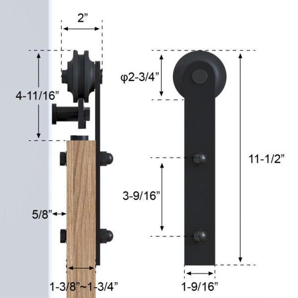 18 ft./216 in. Frosted Black Strap Sliding Barn Door Track Hardware Kit for Double Wood Doors Non-Routed Floor Guide - Super Arbor