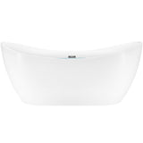 59 in. Acrylic Center Drain Oval Double Slipper Flatbottom Freestanding Bathtub in Glossy White - Super Arbor