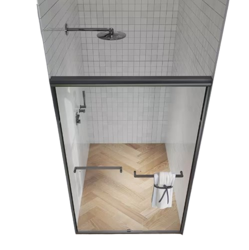 TOOLKISS 50 in. - 54 in. W x 72 in. H Sliding Framed Shower Door in Matte Black with Clear Glass