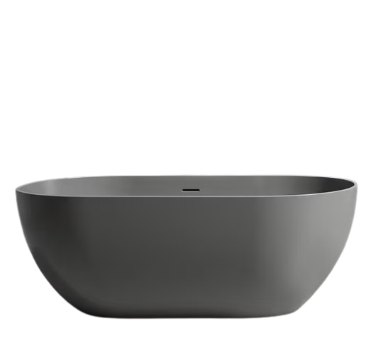 Kylie 59 in. x 29 in. Stone Resin Freestanding Soaking Bathtub in Gray