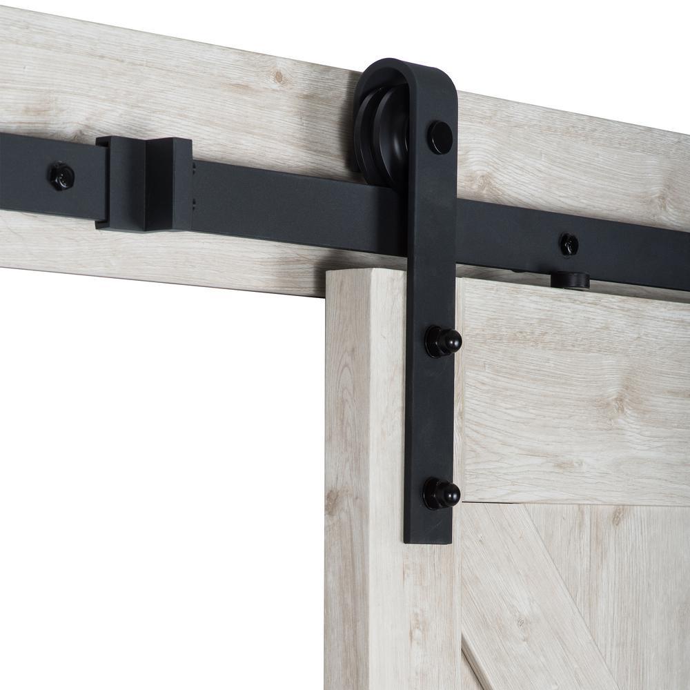 36 in. x 84 in. Sandstone Oak K Design Solid Core Interior Barn Door with Rustic Hardware Kit - Super Arbor