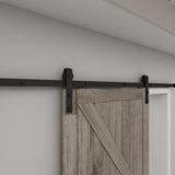 37 in. x 84 in. Artisan Grey Vinyl Finish Sliding Barn Door with Black Hardware Kit - Super Arbor
