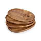 9 in. x 6 in. x 0.5 in. Acacia Wood Wine & Appetizer Plates (Set of 4)