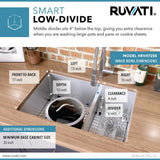28 in. Low-Divide Double Bowl 60/40 Undermount Tight Radius 16-Gauge Stainless Steel Kitchen Sink - Super Arbor