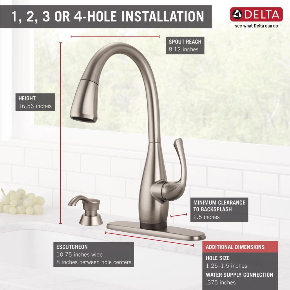 Dominic Single-Handle Pull-Down Sprayer Kitchen Faucet with Touch2O & ShieldSpray Technology in SpotShield Stainless - Super Arbor