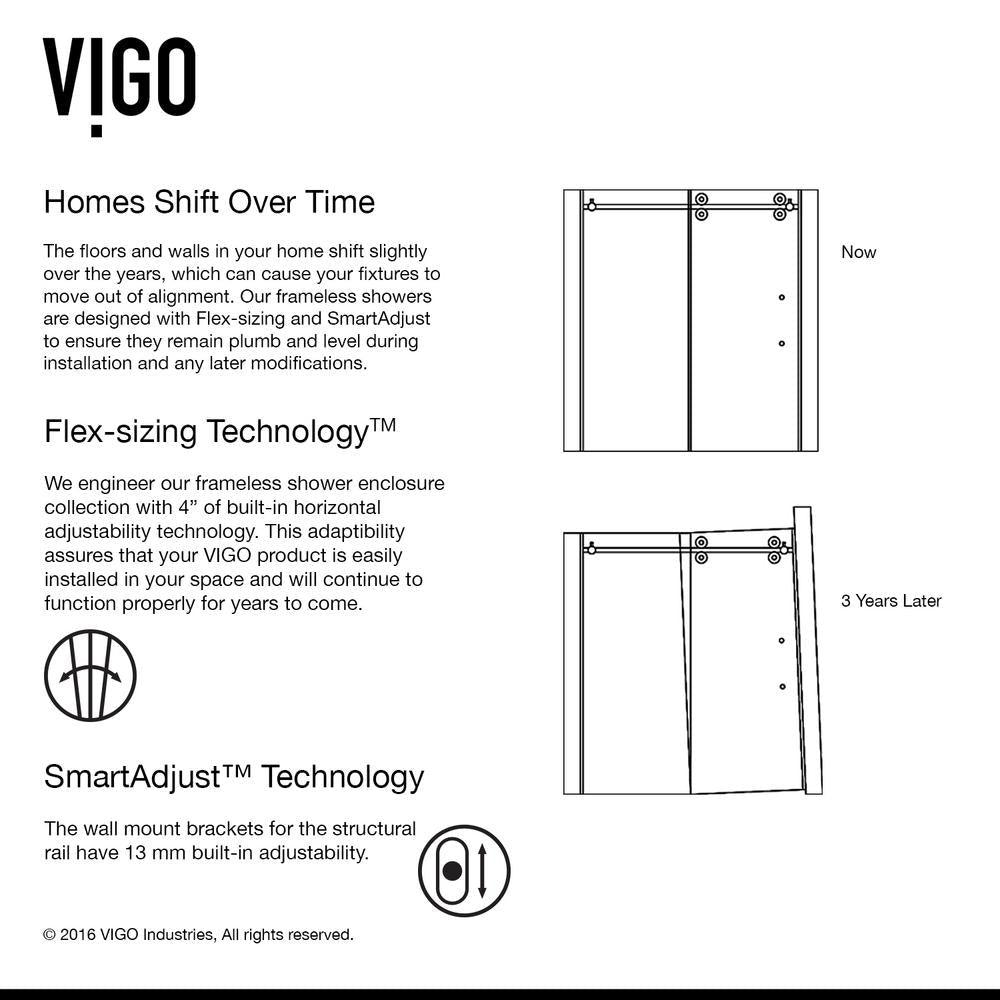 Elan 60 to 64 in. x 74 in. Frameless Sliding Shower Door in Stainless Steel with Clear Glass and Handle - Super Arbor