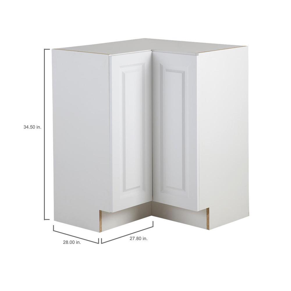 Benton Assembled 27.6 in. x 27.6 in. x 34.5 in. Lazy Susan Corner Base Cabinet in White - Super Arbor