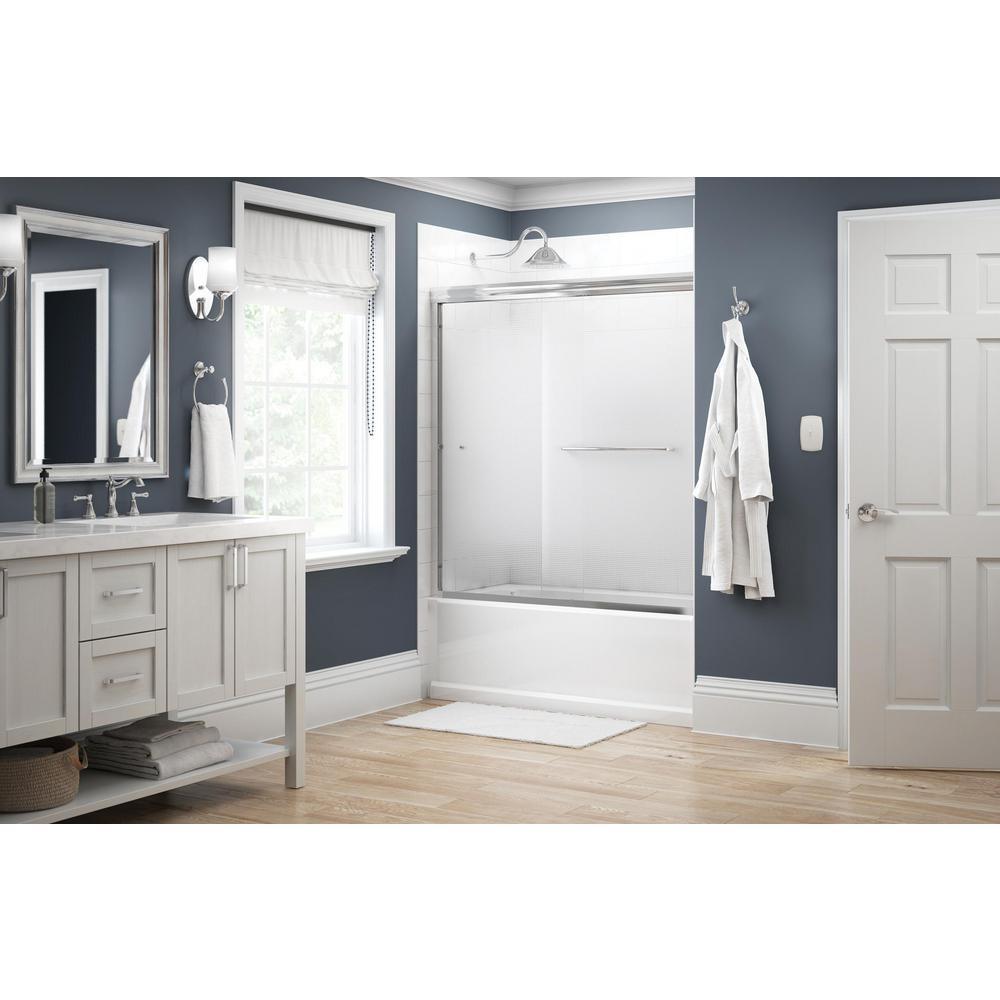 Simplicity 60 in. x 58-1/8 in. Semi-Frameless Traditional Sliding Bathtub Door in Chrome with Droplet Glass - Super Arbor