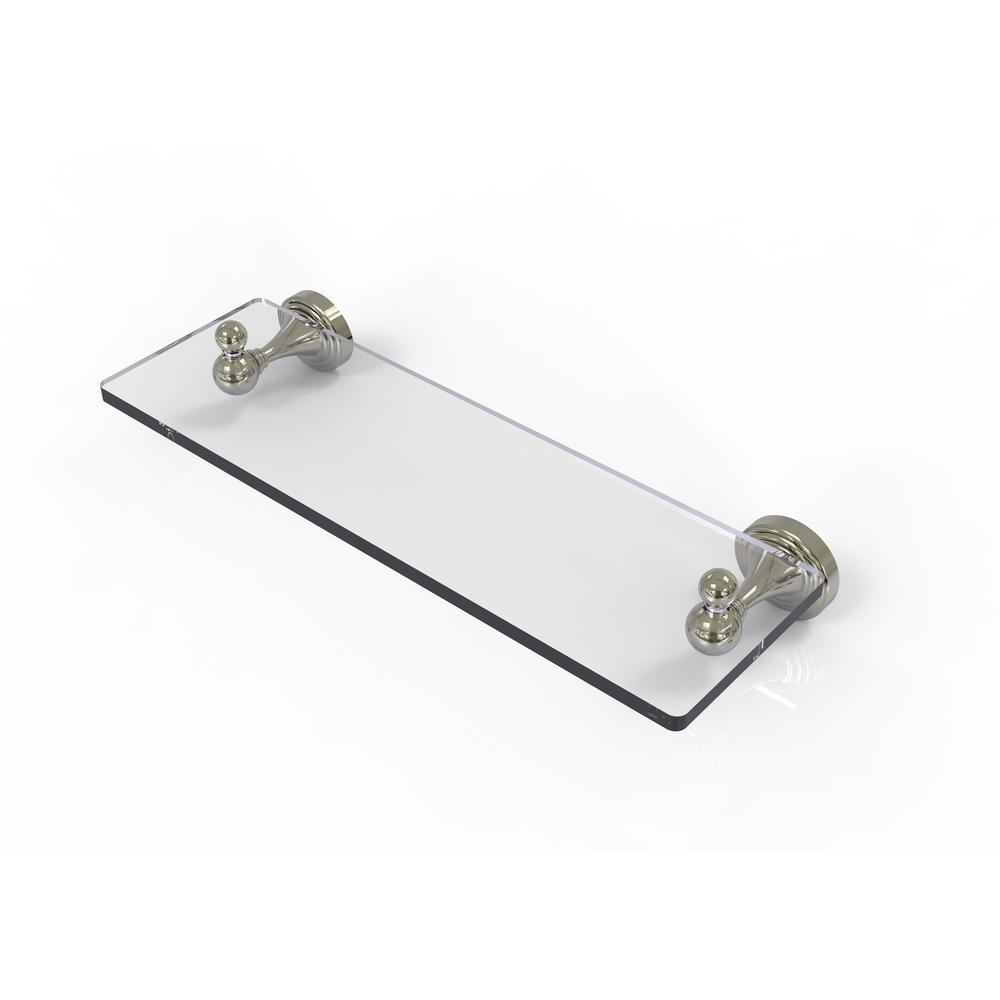 Sag Harbor Collection 16 in. Glass Vanity Shelf with Beveled Edges in Satin Nickel - Super Arbor
