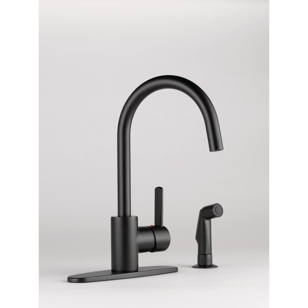 Apex Single-Handle Side Sprayer Kitchen Faucet in Matte Black - Super Arbor