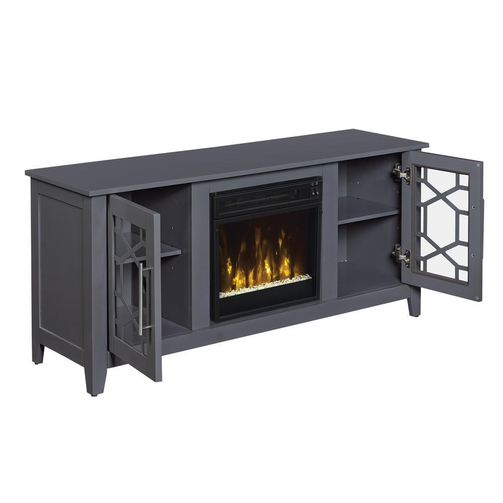 Clarion 54 in. Media Console Electric Fireplace in Cool Gray - Super Arbor