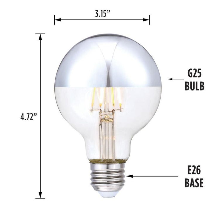Westinghouse 40-Watt Equivalent G25 Dimmable Half Chrome Edison Filament LED Light Bulb Soft White (6-Pack)