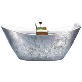 Freestanding 67 in. Acrylic Flatbottom Bathtub Modern Stand Alone Tub Luxurious SPA Tub in Glossy Silver - Super Arbor