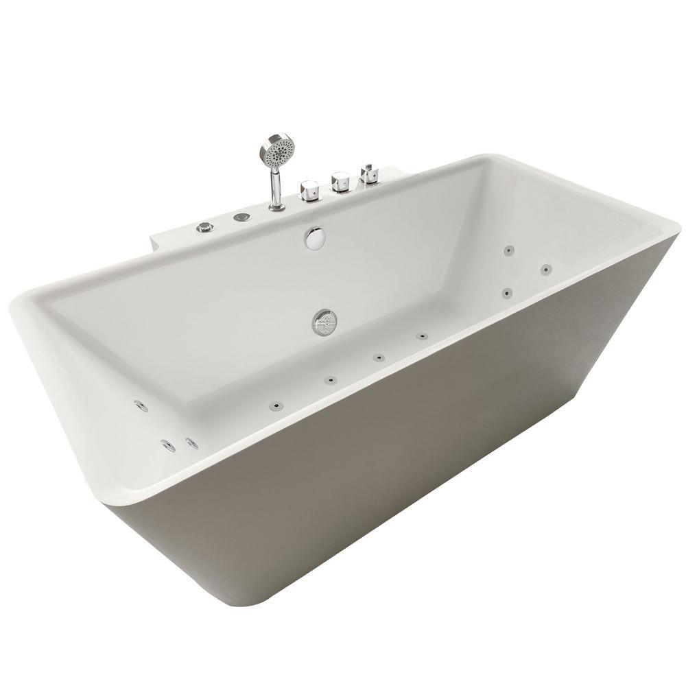 Catania 68 in. Acrylic Flatbottom Whirlpool Bathtub in White - Super Arbor