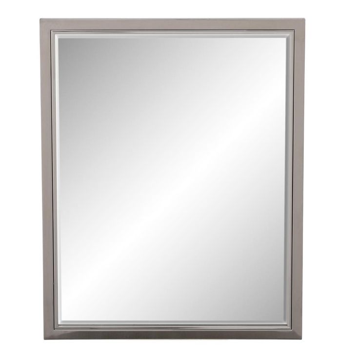 24 in. W x 30 in. H Classic Metal Framed Wall Mirror in Brush Nickel / Chrome