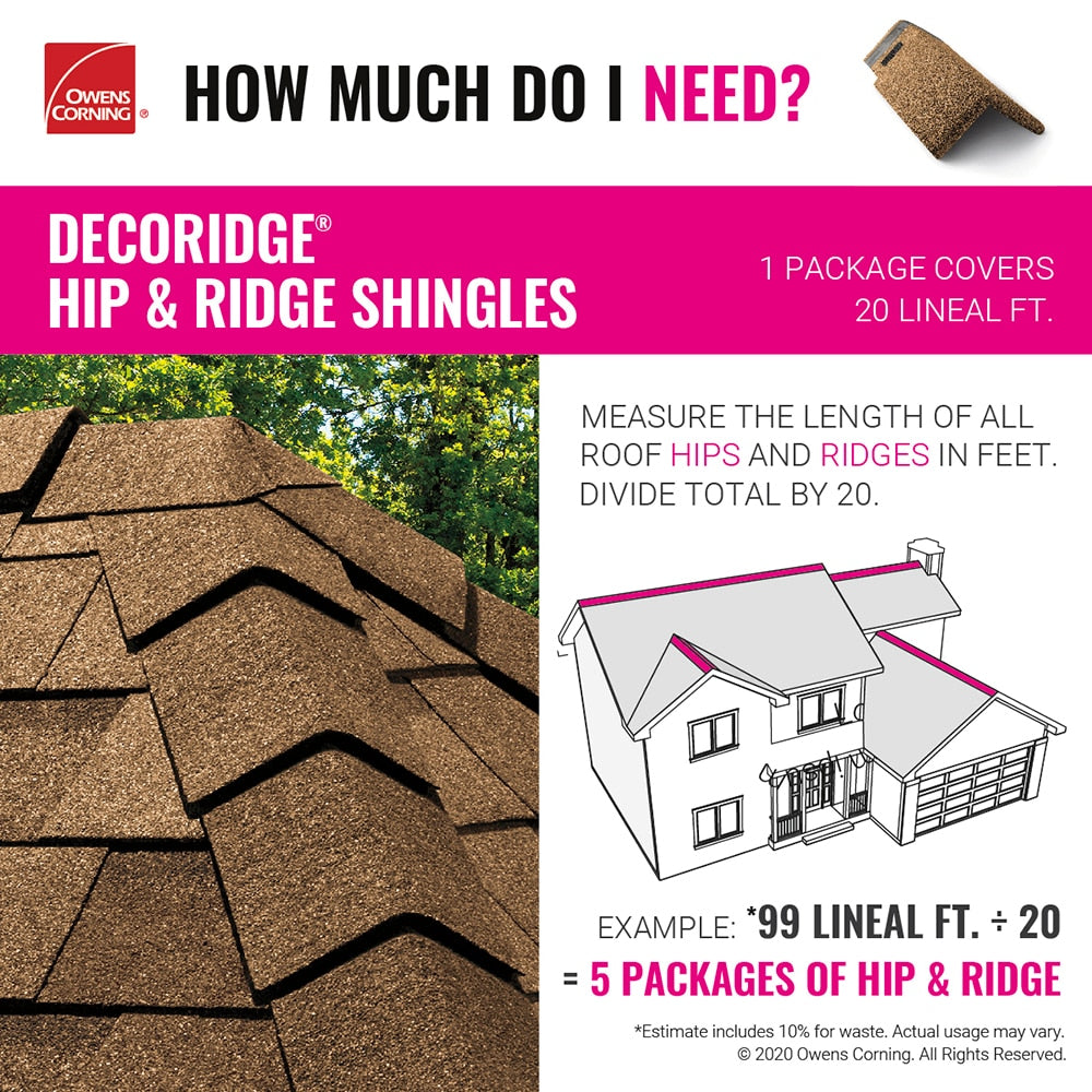Owens Corning DecoRidge 10 in. Mountainside Hip & Ridge Roof Shingles, 20 Linear Ft per Bundle