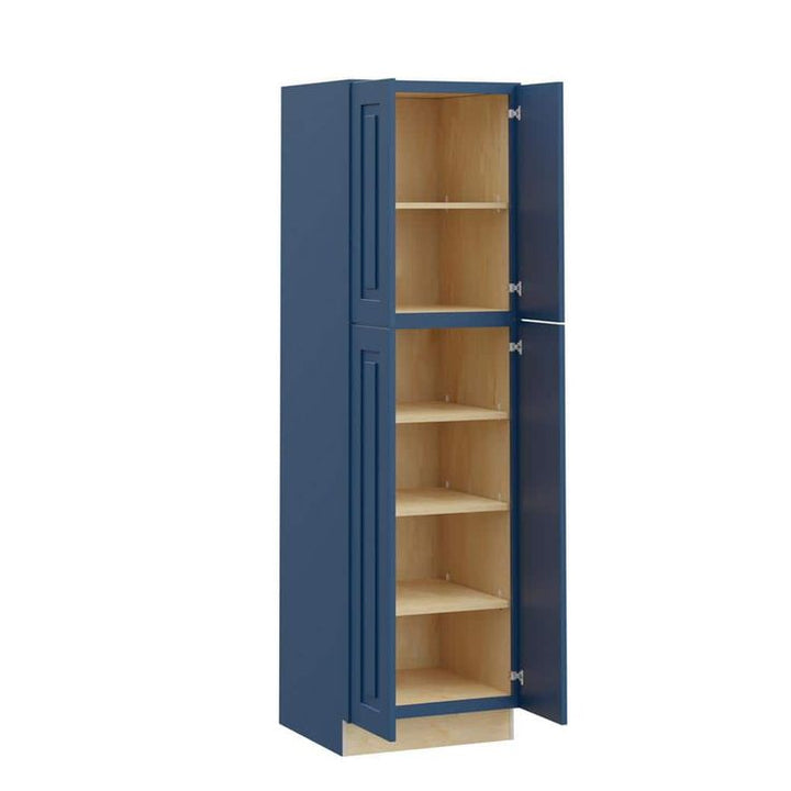 Home Decorators Collection Grayson 24 in. W x 24 in. D x 84 in. H Assembled Plywood Pantry Kitchen Cabinet in Mythic Blue with Soft Close