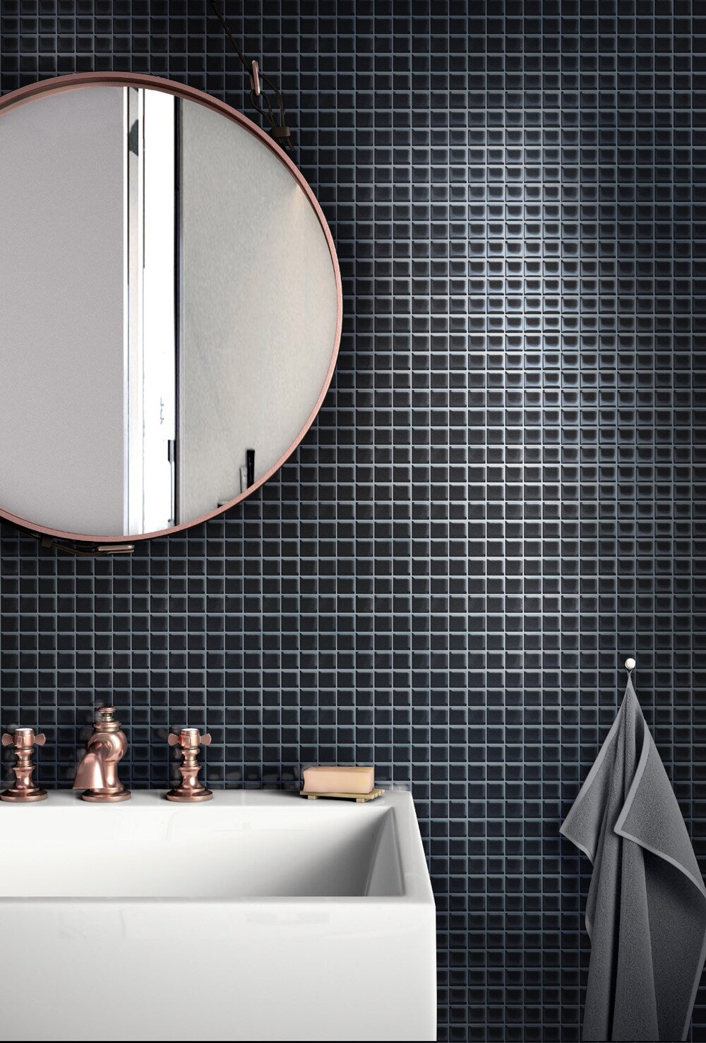 Apollo Tile (Sample) Floor and Wall Tile Black 4-in x 4-in Glossy Glass Uniform Squares Floor and Wall Tile