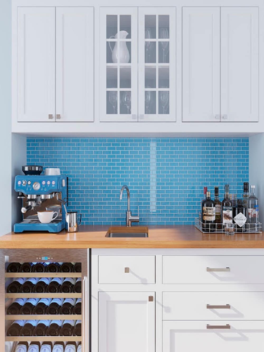 Apollo Tile Colorway Tiffany Blue 12-in x 12-in Glossy Glass Brick Subway Floor and Wall Tile (4.92-sq. ft/ Carton)