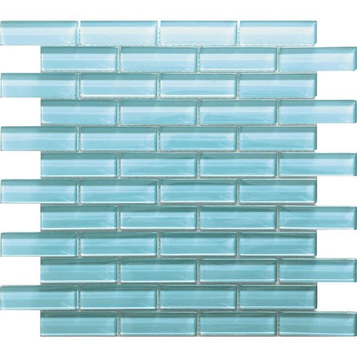 Apollo Tile Colorway Tiffany Blue 12-in x 12-in Glossy Glass Brick Subway Floor and Wall Tile (4.92-sq. ft/ Carton)
