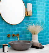 Apollo Tile (Sample) Wall Tile Cerulean Blue 3-in x 6-in Glossy Glass Brick Subway Wall Tile
