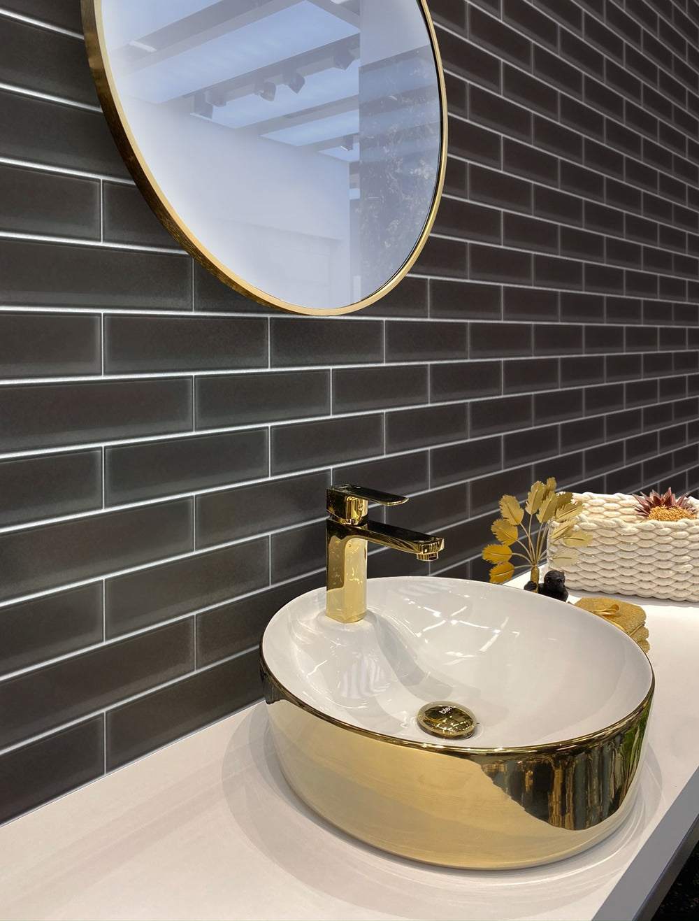 Apollo Tile (Sample) Wall Tile Dark Gray 3-in x 12-in Matte Glass Subway Wall Tile