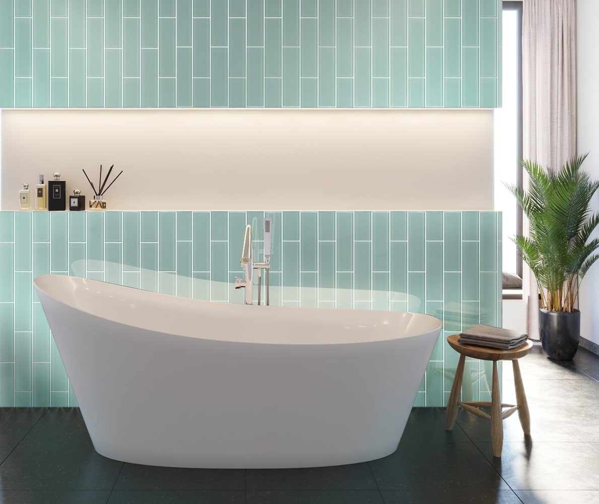 Apollo Tile (Sample) Wall Tile Cadet Blue 4-in x 6-in Glossy Glass Subway Wall Tile