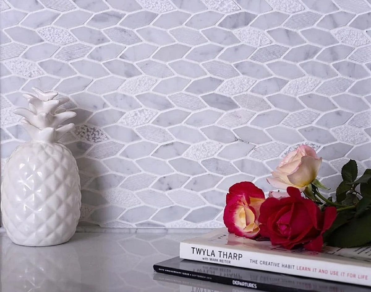 Apollo Tile (Sample) Sparta White 4-in x 4-in Polished Marble Patterned Floor and Wall Tile