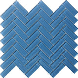 Apollo Tile (Sample) Colorway Sea Blue 4-in x 4-in Glossy Glass Herringbone Floor and Wall Tile