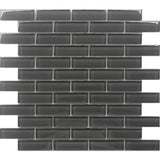 Apollo Tile (Sample) Colorway Anchor Gray 4-in x 4-in Glossy Glass Brick Mosaic Floor and Wall Tile