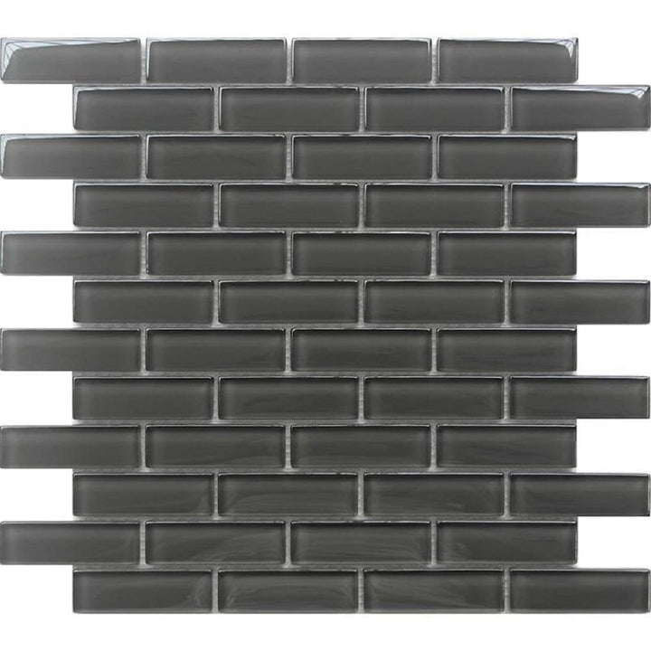 Apollo Tile (Sample) Colorway Anchor Gray 4-in x 4-in Glossy Glass Brick Mosaic Floor and Wall Tile
