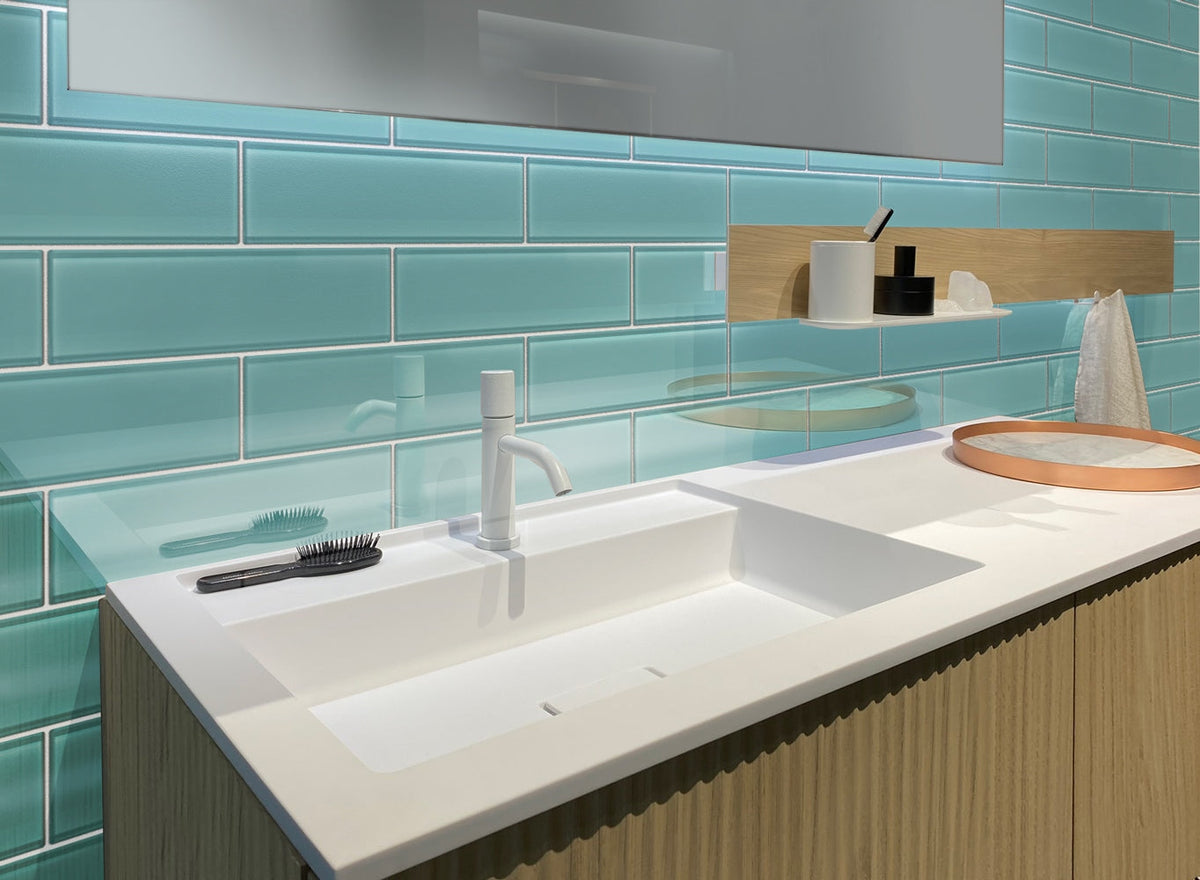Apollo Tile (Sample) Wall Tile Turkish Blue 4-in x 4-in Glossy Glass Brick Subway Wall Tile