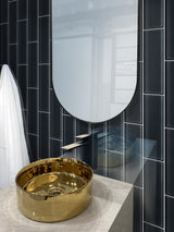 Apollo Tile (Sample) Wall Tile Black 4-in x 4-in Glossy Glass Brick Subway Wall Tile