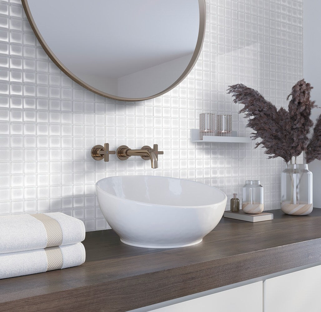 Apollo Tile (Sample) Floor and Wall Tile White 4-in x 4-in Glossy Glass Uniform Squares Floor and Wall Tile