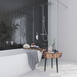Apollo Tile (Sample) Colorway Black 4-in x 4-in Glossy Glass Herringbone Mosaic Floor and Wall Tile