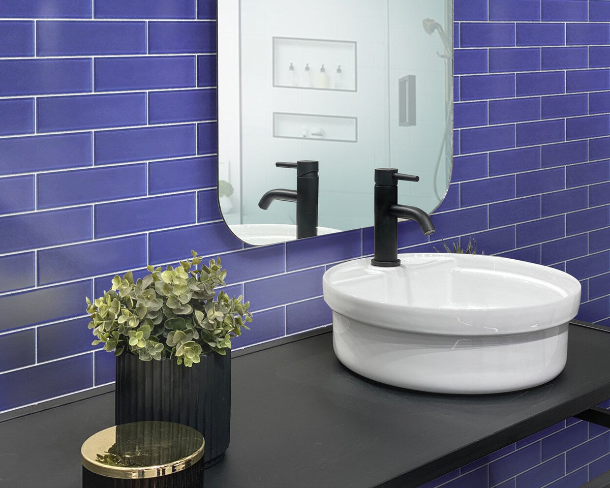 Apollo Tile (Sample) Wall Tile Royal Blue 4-in x 6-in Matte Glass Subway Wall Tile