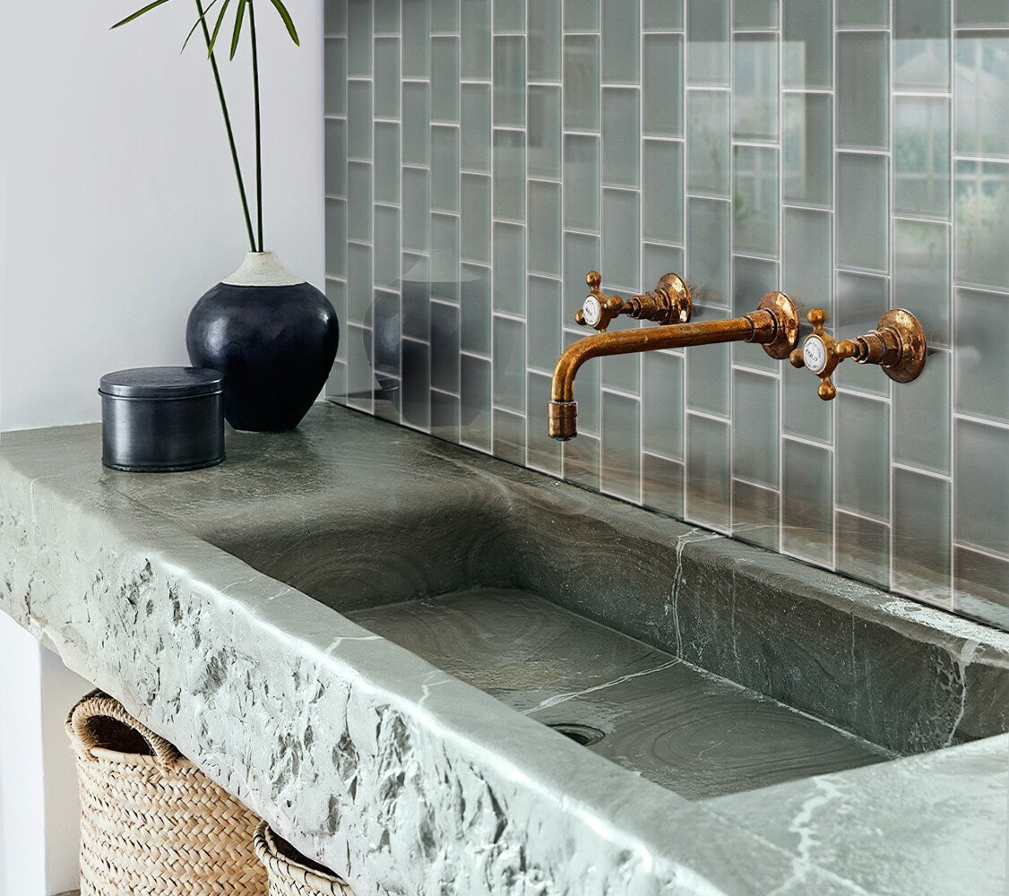 Apollo Tile (Sample) Wall Tile Stone Gray 3-in x 6-in Glossy Glass Brick Subway Wall Tile