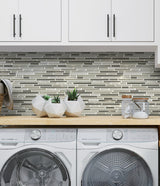Apollo Tile (Sample) Waterfall White and Beige 4-in x 4-in Multi-finish Glass Linear Mosaic Floor and Wall Tile