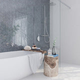 Apollo Tile (Sample) Colorway Gray 4-in x 4-in Glossy Glass Herringbone Floor and Wall Tile