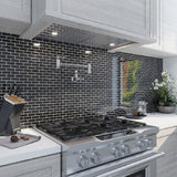Apollo Tile (Sample) Colorway Black 4-in x 4-in Glossy Glass Brick Subway Floor and Wall Tile